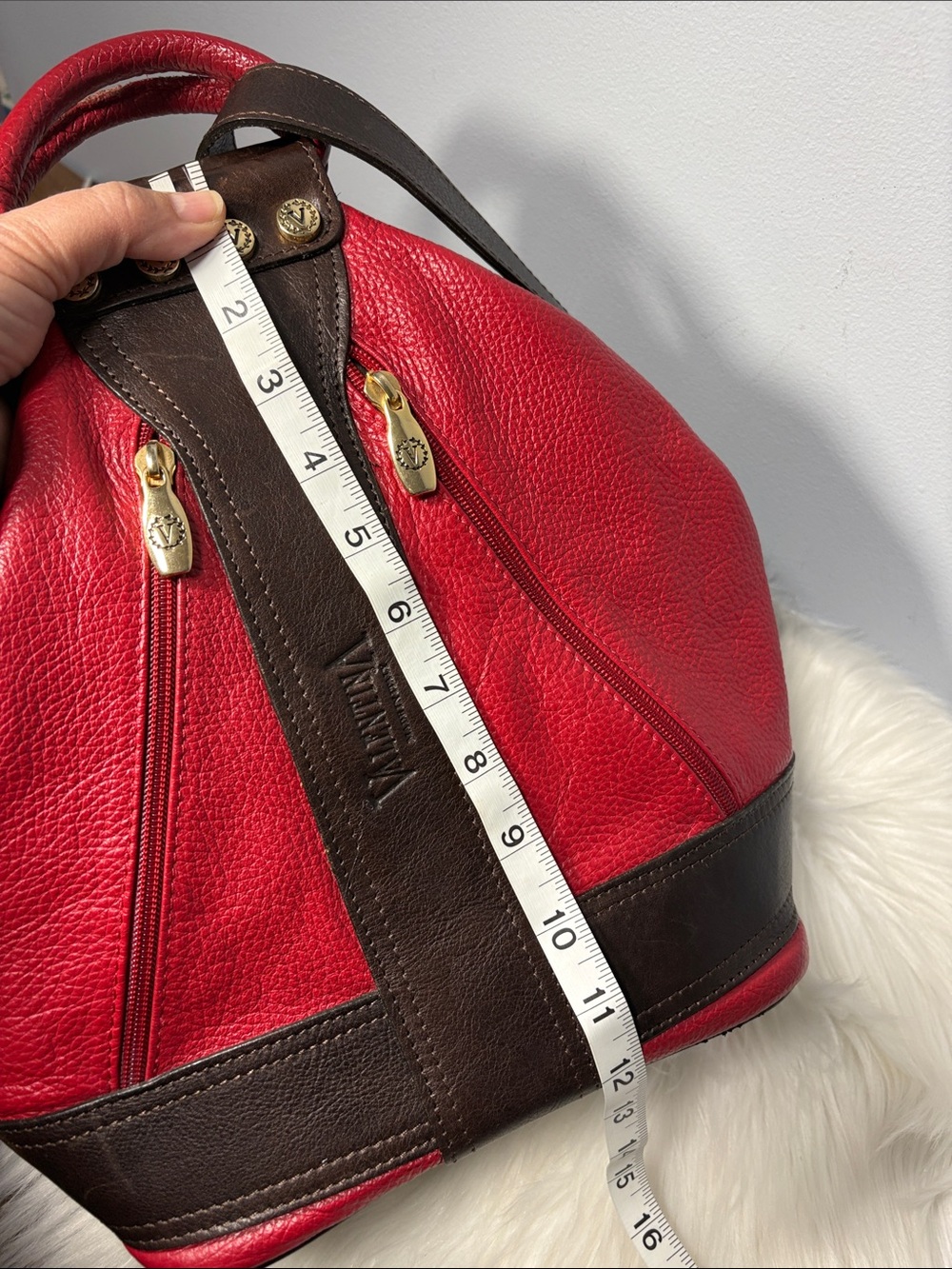 Valentina Italian Pebbled Leather Sling Bag Backpack Purse - Picture 15 of 16